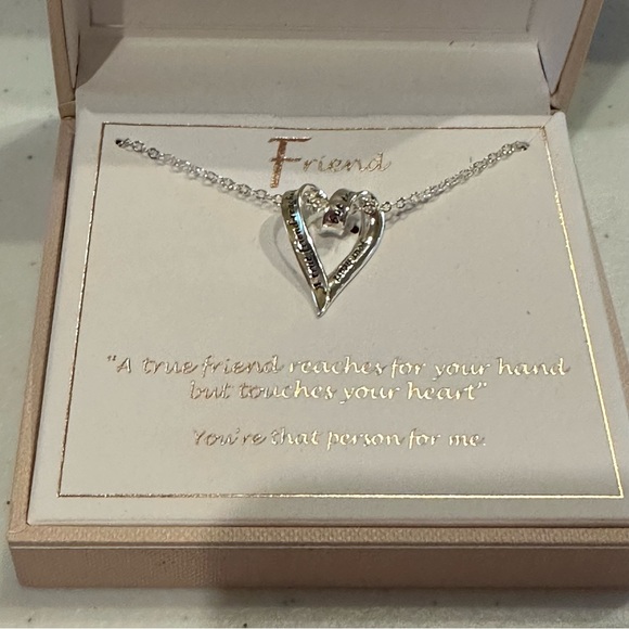 New in Box Silver Expression by LA Rocks “Friend” Necklace, chain, heart pendant - Picture 4 of 9